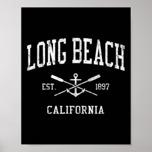 Long Beach Ca gekruiste riemen & amp; Boat Anch Poster