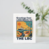 Long Beach CA LBC Retro Reizen Briefkaart (Staand voorkant)
