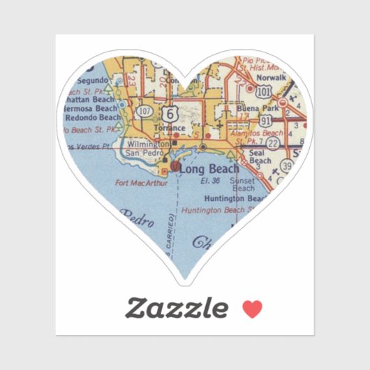 Long Beach CA Map Sticker (Vel)