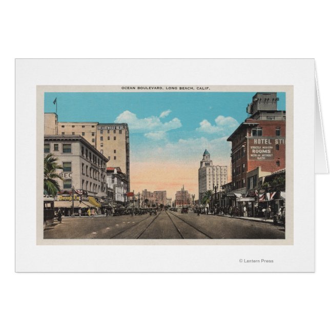 Long Beach, CA - Ocean Boulevard Uitzicht (Voorkant Horizontaal)