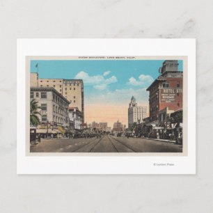 Long Beach, CA - Ocean Boulevard Uitzicht Briefkaart