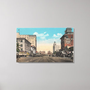 Long Beach, CA - Ocean Boulevard Uitzicht Canvas Afdruk