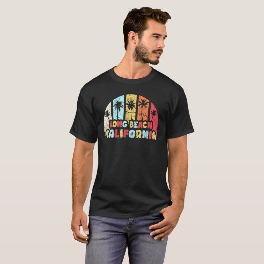 Long Beach  California Beach Retro Long Bea T-shirt (Voorkant volledig)