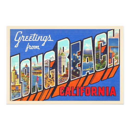 Long Beach California CA Large Letter Briefkaart Foto Afdruk (Voorkant)