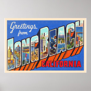 Long Beach California CA Large Letter Briefkaart Poster