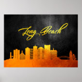 Long Beach California Gold Skyline Poster (Voorkant)