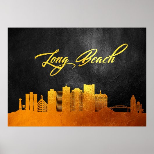 Long Beach California Gold Skyline Poster (Voorkant)