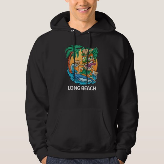 Long Beach California Palm Tree Surfing Beach Vaca Hoodie (Voorkant)