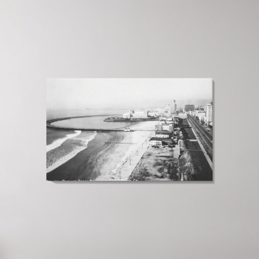 Long Beach, California Rainbow Pier en Ocean Canvas Afdruk (Voorkant)
