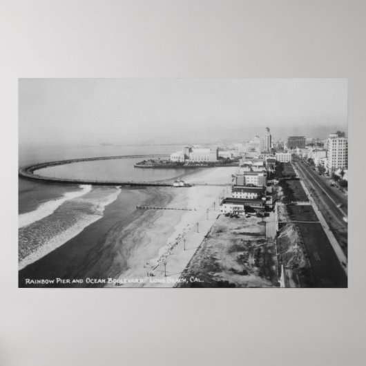 Long Beach, California Rainbow Pier en Ocean Poster (Voorkant)