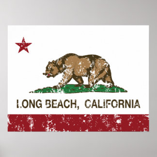 Long Beach California Republic Flag Poster