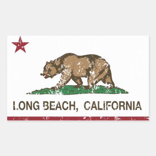 Long Beach California Republic Flag Rechthoekige Sticker (Voorkant)