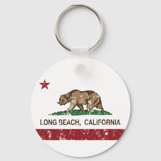 Long Beach California Republic Flag Sleutelhanger (Voorkant)