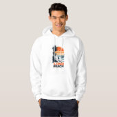 Long Beach California Retro Sunset Palm Tree Beach Hoodie (Voorkant volledig)