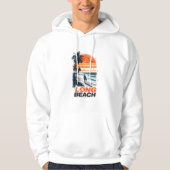 Long Beach California Retro Sunset Palm Tree Beach Hoodie (Voorkant)