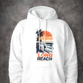 Long Beach California Retro Sunset Palm Tree Beach Hoodie