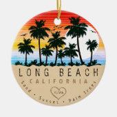 Long Beach California Retro Sunset Palmbomen 80s Keramisch Ornament (Voorkant)