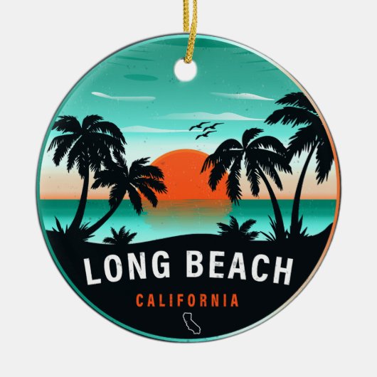 Long Beach California Retro Sunset Souvenirs 80s Keramisch Ornament (Voorkant)