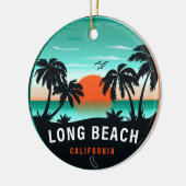 Long Beach California Retro Sunset Souvenirs 80s Keramisch Ornament (Links)