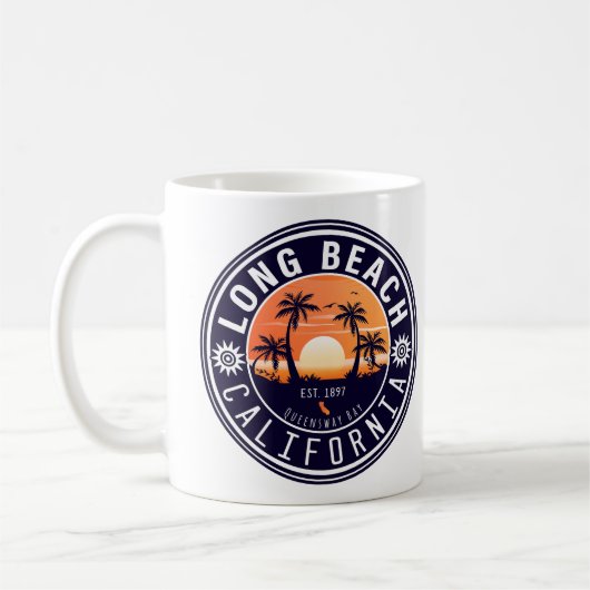 Long Beach California Retro Sunset Souvenirs 80s Koffiemok (Links)