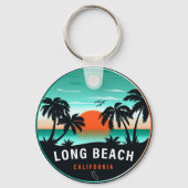 Long Beach California Retro Sunset Souvenirs 80s Sleutelhanger (Achterkant)