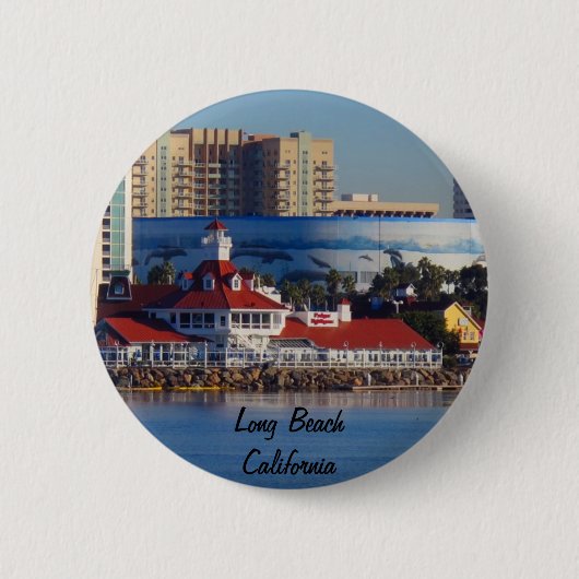Long Beach California Ronde Button 5,7 Cm (Voorkant)