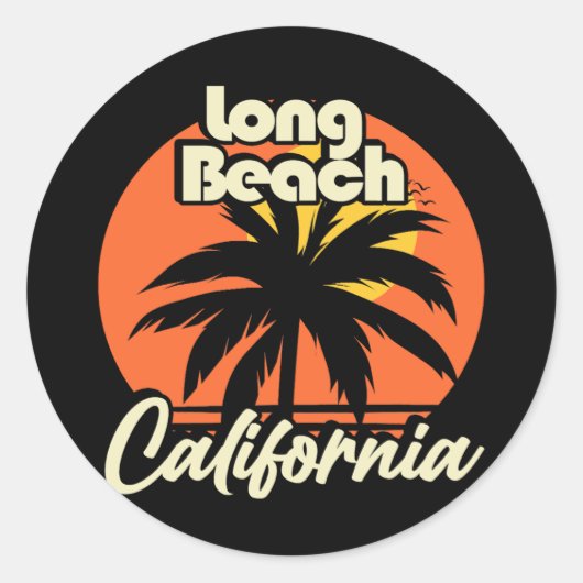 Long Beach California Ronde Sticker (Voorkant)