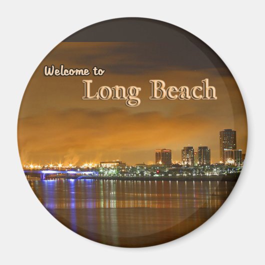 Long Beach California 's nachts Magneet (Voorkant)