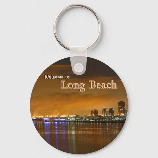 Long Beach California 's nachts Sleutelhanger (Voorkant)