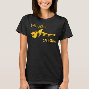 Long Beach California Shark Skelet Amber Print T-shirt