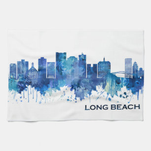 Long Beach California Skyline Blue Theedoek