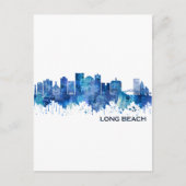 Long Beach California Skyline Blue Uitnodiging Briefkaart (Voorkant)
