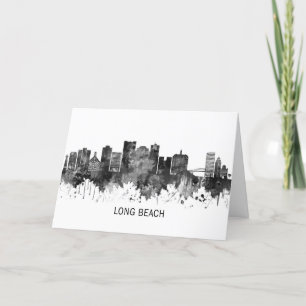 Long Beach California Skyline BW Feestdagen Kaart