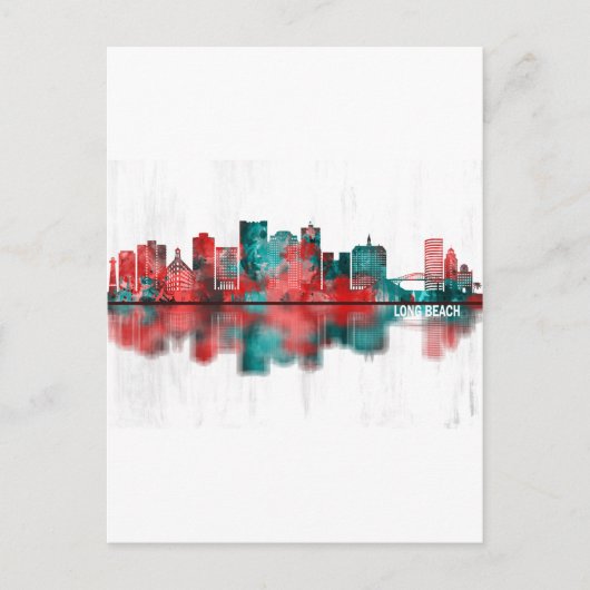 Long Beach California Skyline Feestdagenkaart (Voorkant)
