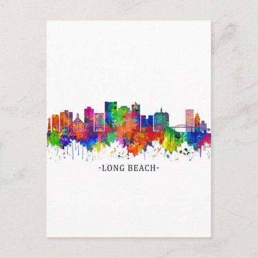 Long Beach California Skyline Uitnodiging Briefkaart (Voorkant)