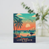 Long Beach California Sunset Souvenirs jaren 1950 Briefkaart (Staand voorkant)