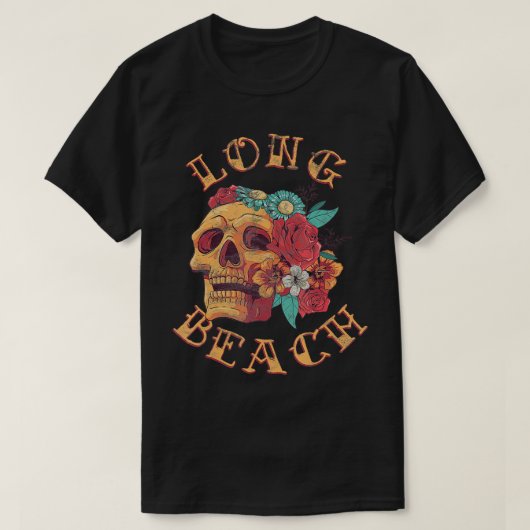  Long Beach California Tattoo CA Ink Skull T-shirt (Design voorkant)