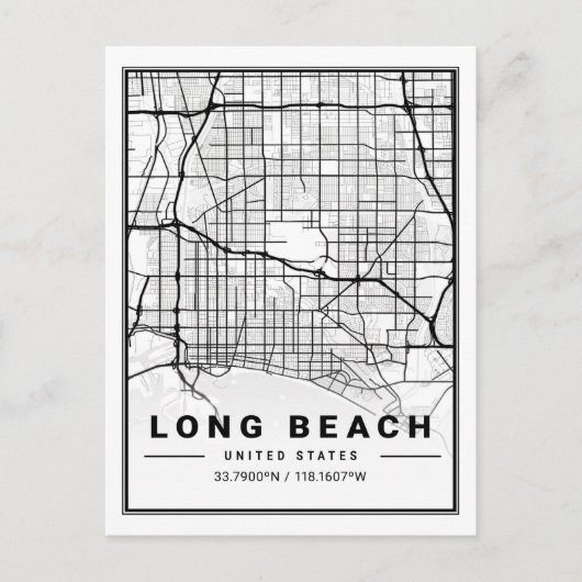 Long Beach California, Verenigde Staten reiskaart Briefkaart (Voorkant)