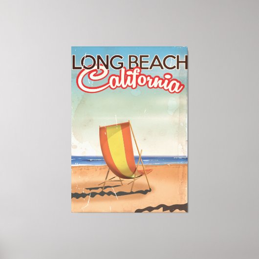 Long Beach California vintage poster Canvas Afdruk (Voorkant)