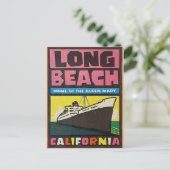 Long Beach, California Vintage Travel Briefkaart (Staand voorkant)