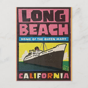 Long Beach, California Vintage Travel Briefkaart