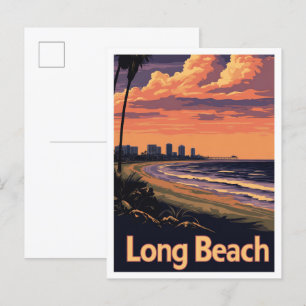 Long Beach California Vintage Travel Illustratie Briefkaart