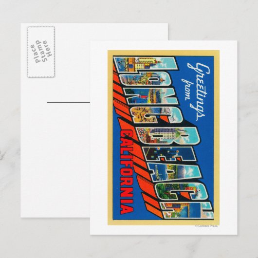 Long Beach, Californië - grote Letter-scènes Briefkaart (Voorkant / Achterkant)