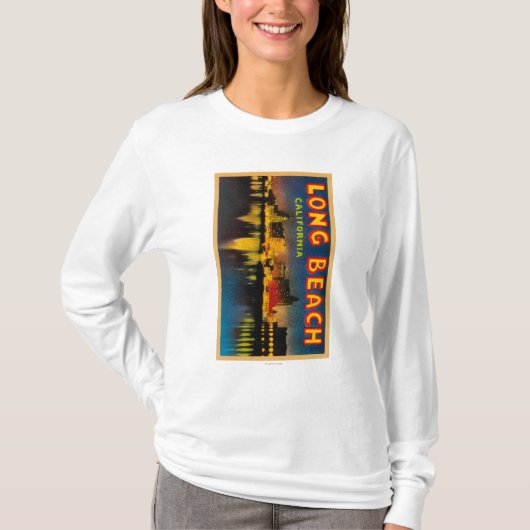 Long Beach, Californië - grote Letter-scènes T-shirt (Voorkant)