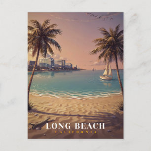 Long Beach Californië Kust Skyline Kunst Briefkaart