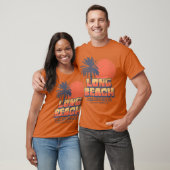 Long Beach Californië Retro Zonsondergang Palmboom T-shirt (Unisex)