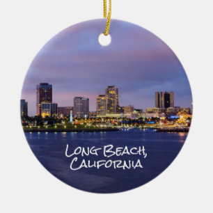 Long Beach Californië, Silhouet bij schemering, Keramisch Ornament