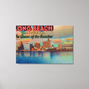 Long Beach, Californië - The Queen of Beaches Canvas Afdruk