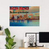 Long Beach, Californië - The Queen of Beaches Poster (Thuiskantoor)