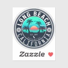 Long Beach Californië Tropische Zonsondergang Souv Sticker